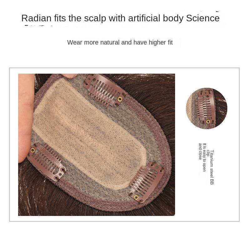 Product Introduction of 8*12 10*12 100% Human Hair Piece Black And Mocha Brown Hair Topper Hair Replacement Cover White Hair Breathable And Lightweight Wig Increase Hair Volume For Woman 3