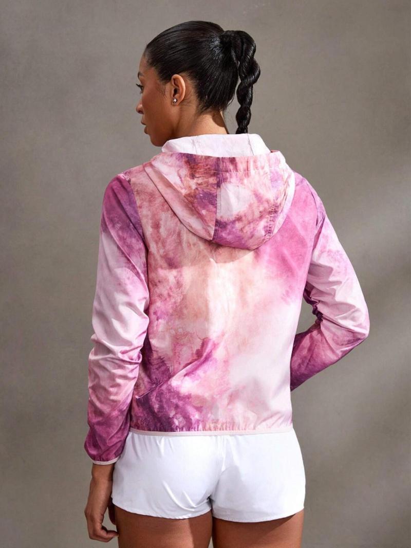 Product Introduction of Women's All Over Print Zip Up Hooded Skiing Jacket, Casual Long Sleeve Outerwear for Fall & Winter, Ladies Sportswear for Indoor Outdoor Wear 2
