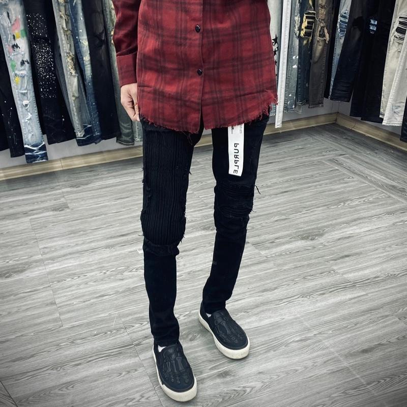 Quần Jean Pu Pồ 7 Đen Vá Vải Gối 4 Cúc Chuẩn Loại 1(Tag Lụa+Cúc Đồng+Mác Thêu) 6