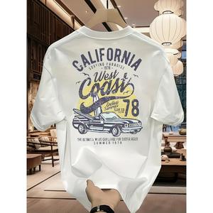 高品質の純綿プリント半袖Tシャツ メンズ 夏の新しい カジュアル 大きいきめサイズ ゆったり 万能トップス