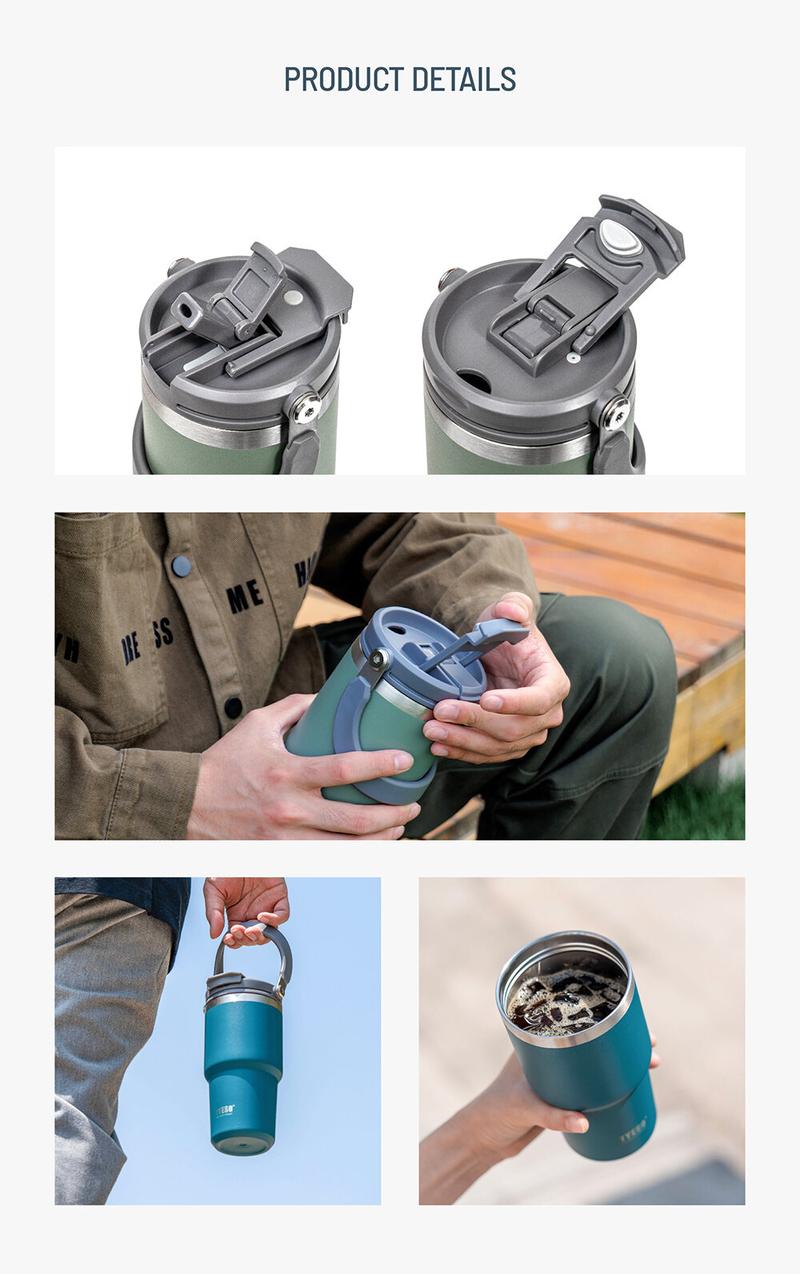 Product Introduction of Tyeso Taishuo Stainless Steel Coffee Cup Large Capacity Vacuum Cup Men's Cold-Keeping Car Satchel Pairs of Drinks Straw Cup Drinkware Flasks Tumbler Mug Bottles Water Bottles Portable Bottled 6