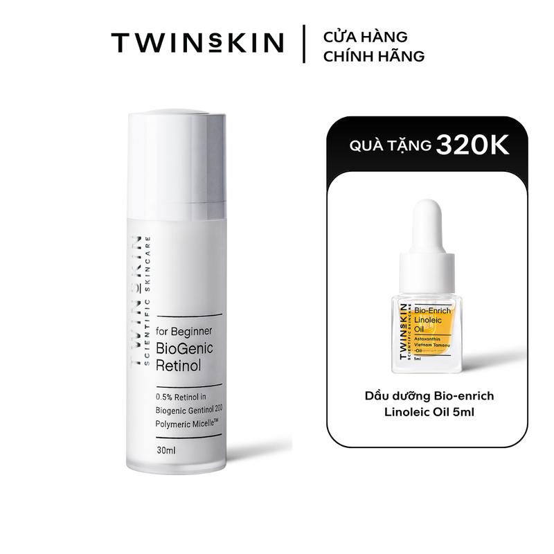 Kem dưỡng dành cho da dầu, mụn, lão hóa CƠ BẢN TWINS SKIN Biogenic Retinol 0.5% For Beginner Fullsize 30ml TẶNG Dầu dưỡng Bio-enrich Linoleic Oil 5ml