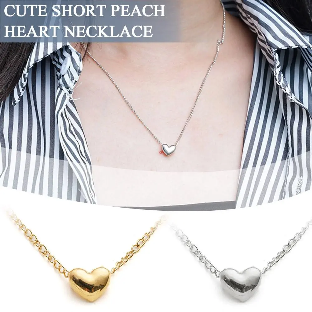 Minimalist Heart Necklace New Clavicle French Lucky Pendant Accessories Clavicle Bean Love K9F5
