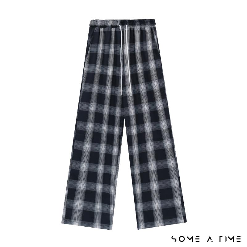 Product Introduction of Quần Kẻ Caro Ống Suông Rộng Sometime 8 Màu Nam Nữ Unisex Có Giải Rút Vải Không Xù Mặc Đi Chơi Đi Ngủ-CR01 Ong Menswear 6