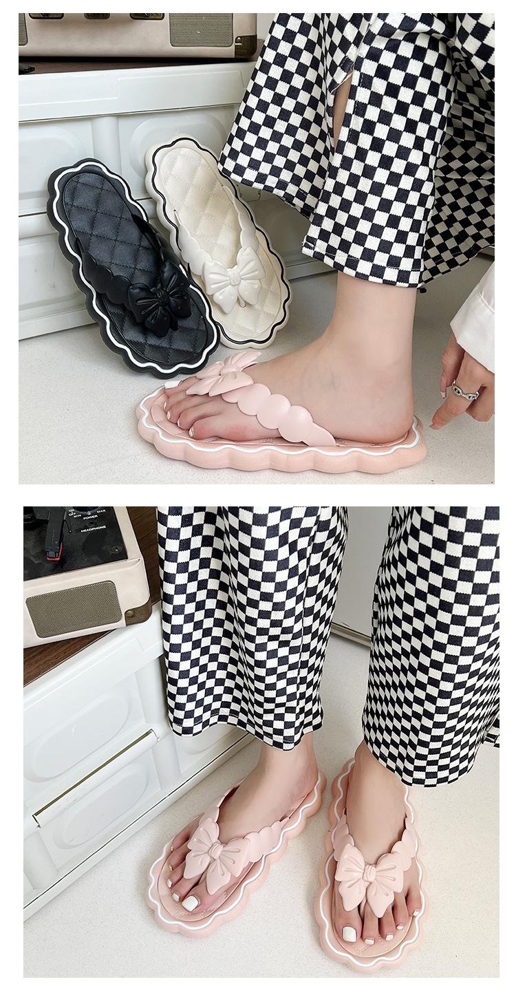 Product Introduction of Summer lace slippers, flip flops, fairy style, sweet and elegant, wearing bow shaped flip flops on the beach, cool slippers Walking Shoes Footwear Women Girl Shoes Comfort Sandal Decor Weight 9