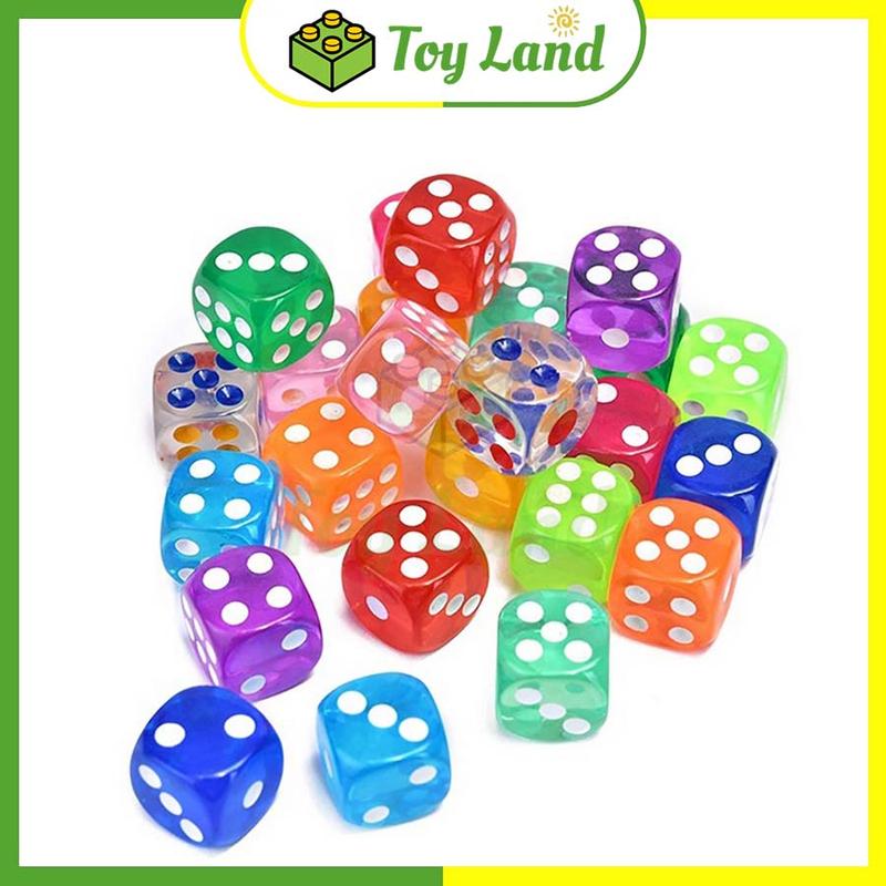 [Trong Suốt 18mm] Xí Ngầu Loại To 18mm Xúc Xắc Trong Suốt Nhiều Màu Đẹp Mắt Đồ Chơi Board Game Thẻ Bài Giải Trí