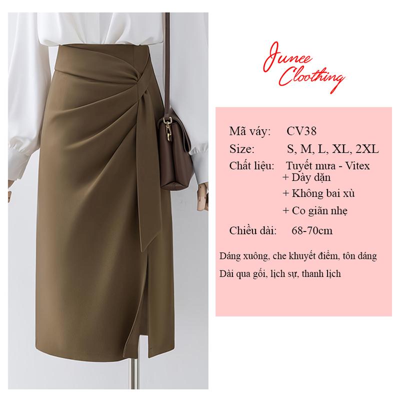 CV38: Chân váy dáng xuông, nhấn ly giấu bụng + giây nơ tạo kiểu xinh xỉu 2