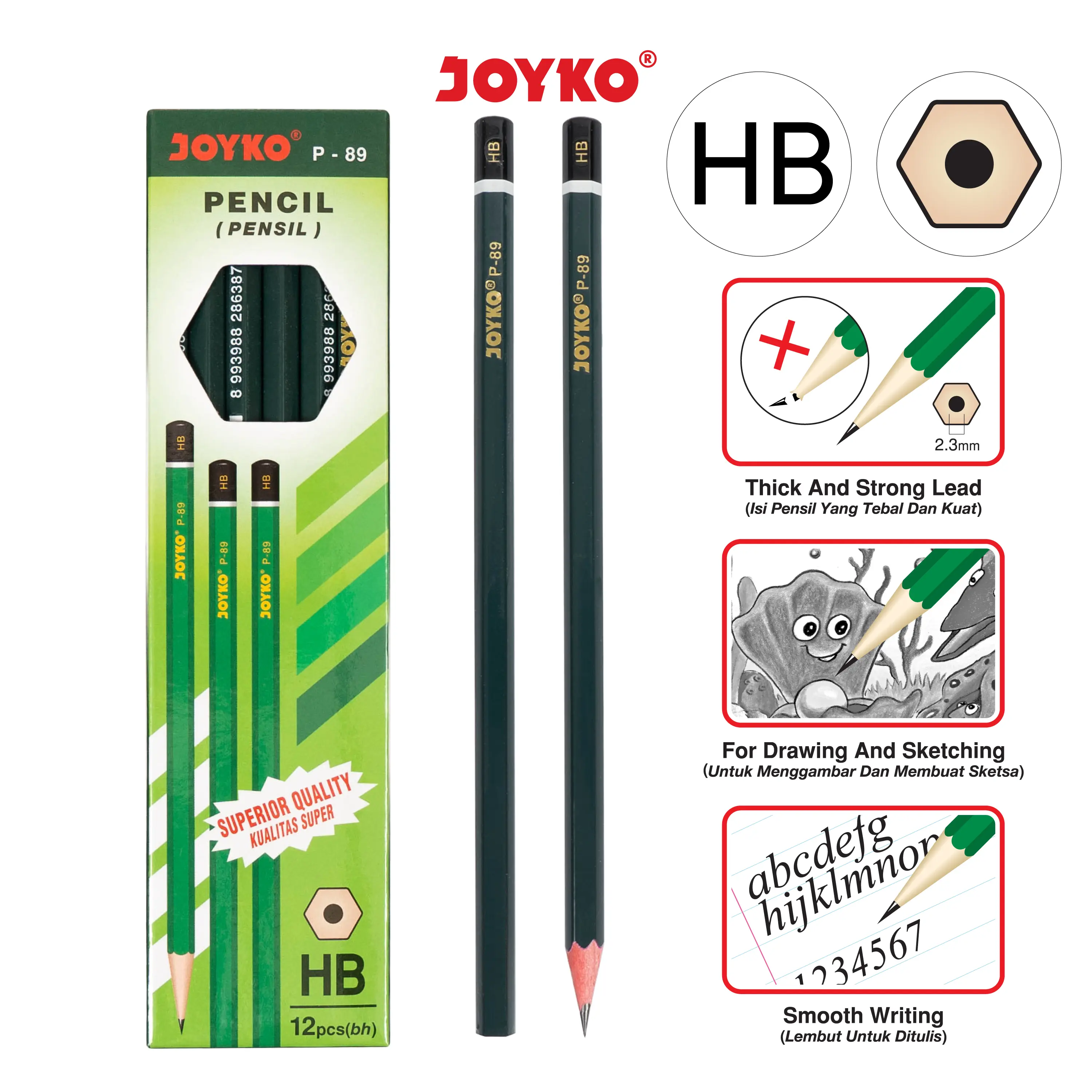 Pencil Pensil Joyko P-89 HB 1 BOX 12 PCS