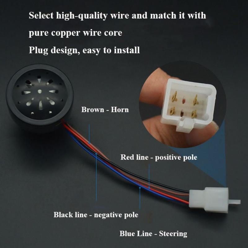 Product Introduction of High Quality 48V 60V Electric Car Horn Plastic Black Tricycle Horn 2in1 with LED Reversing Voice Horn Electric Bike Accessories 19