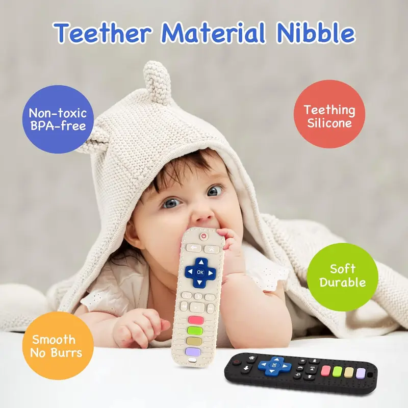 Remote Control Shaped Silicone Teether, 1 Count Baby Teething Toy, Sensory Toy for Babies, Toddler Infant Newborn Toys, Baby Gifts for Boys Girls, Christmas Gift 5