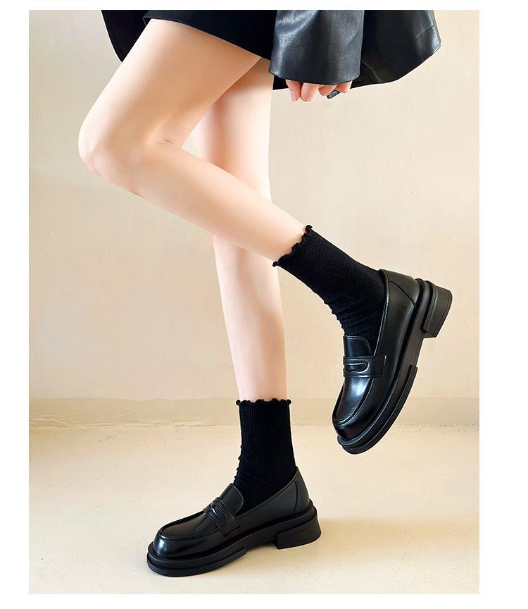 Product Introduction of Authentic Leather Loafers Women's 2024 Spring New Japanese JK Mary Jane Shoes Small Leather Shoes Slip-on Horsebit Buckle Pumps 21