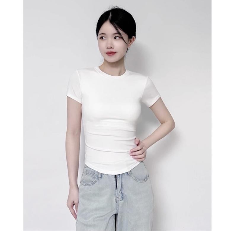  Áo thun nữ vạt bầu co giãn tốt cổ tròn tay ngắn. - MS 002 