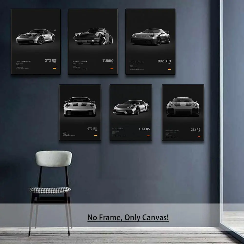 Sports Car Pattern Unframed Painting, 1 Count Modern Canvas Wall Art, Wall Decor for Home Living Room Bedroom Study Room, Home Decor
