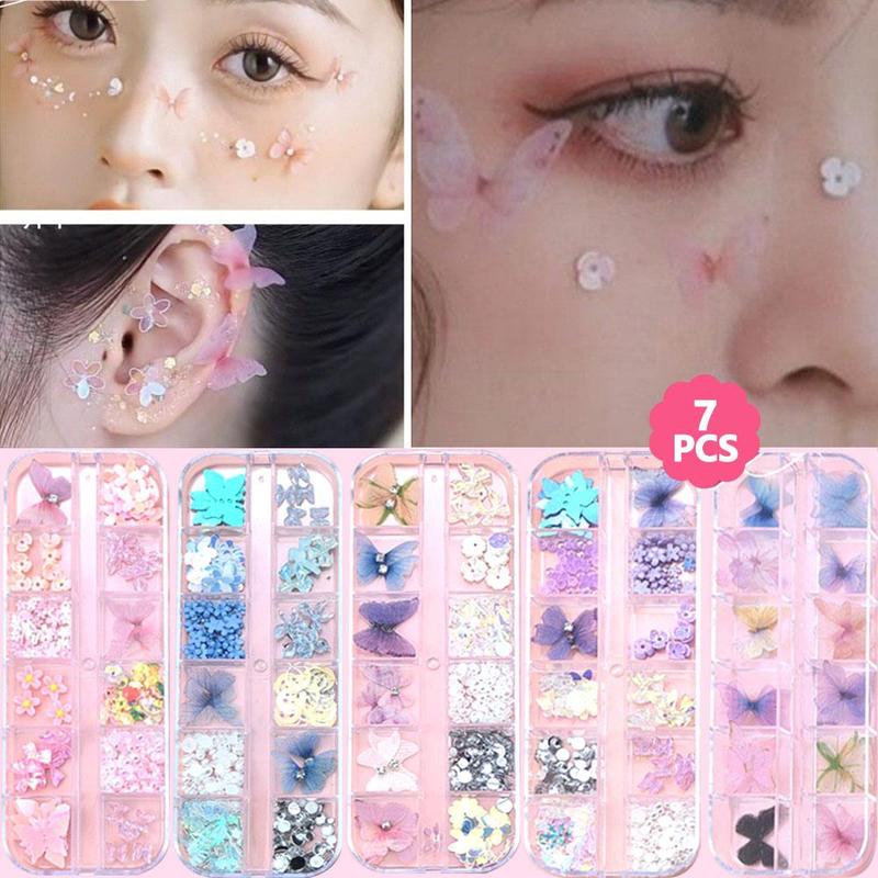 Miếng Dán Khuôn Mặt Trang Trí, Thiết Kế Hình Bướm Lấp Lánh Tự Dính, Phụ Kiện Khuôn Mặt Trang Điểm, Thích Hợp Cho Trang Điểm Tiệc Tùng Lễ Hội, Kim Sa Tai Hình Bướm 8