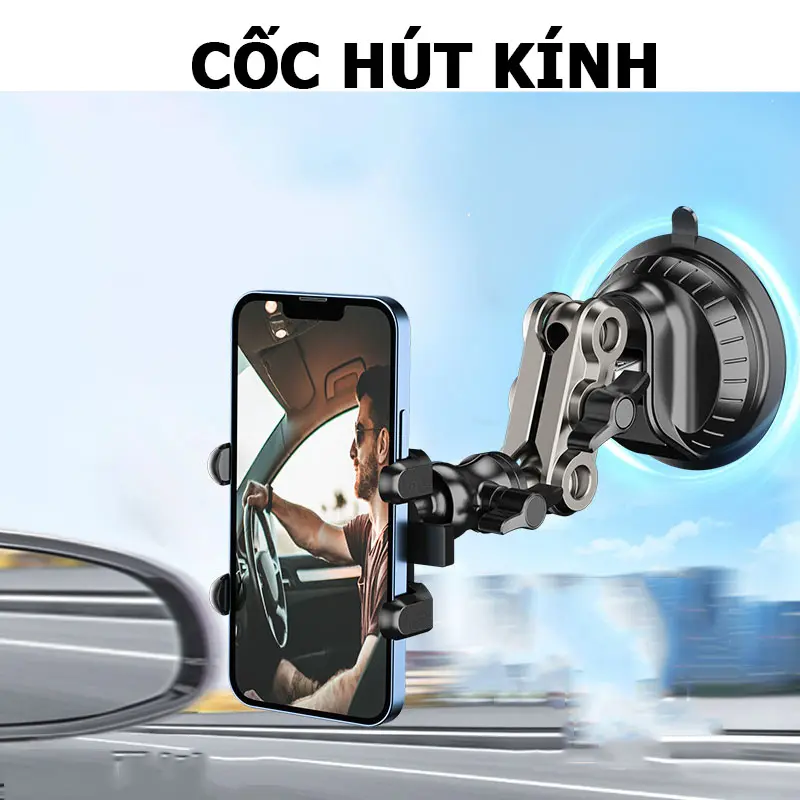 Giá Đỡ Điện Thoại Trên Xe Ô Tô; Kẹp Điện Thoại Cốc Hút Kính Di Động Xe Hơi; Treo Để Giá Đở