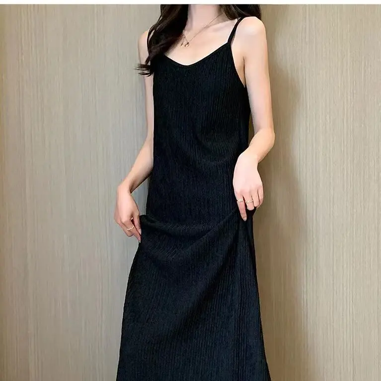 Black Spaghetti Strap Dress for Women, Summer Flowy Slimming Vintage Long  Dress, Solid Color Sexy Nightgown, Wearable as Outerwear Loungewear  Nightwear - TikTok Shop Philippines