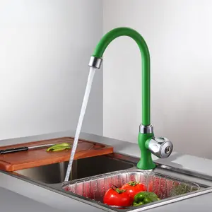 Soligen Kran Angsa Dapur Air Wastafel Plastik PVC Tipe Keran Angsa Plastik Soligen Kran Cuci Piring Fleksibel dengan Handle Modern & Aerator Honeycomb Body Depan ABS Chrome Tiang Stainless Ukuran Drat 1/2Inch Mode Pengaturan Besar dan Halus Anti Tersumbat