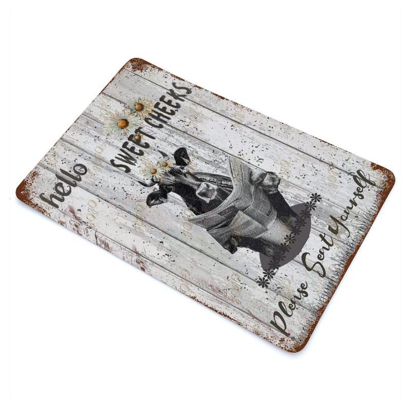 Cow Pattern Metal Plaque, 1 Count Retro Vintage Hanging Painting, Wall Art Poster for Home Garden Yard Decoration 2