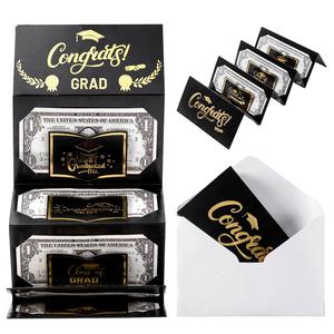 Regalo para temporada de graduación, 1 pieza de porta dinero creativo con caja de regalo, 1 pieza de tarjeta de felicitación para graduación, artículos para fiesta para ceremonia de graduación
