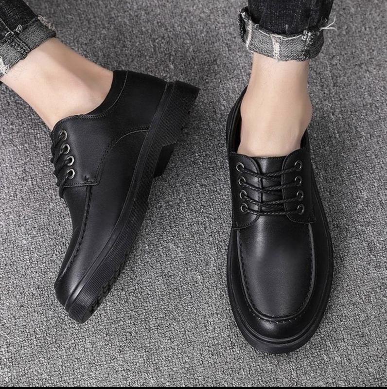 Giày derby nam buộc dây Đam Bình Store giày tây nam đế Chunky giày nam mũi tròn da xịn nguyên tấm Cao Su