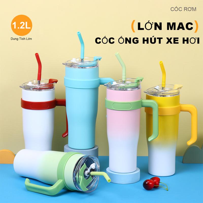 Cốc giữ nhiệt Ice Lock 316 inox - Bình giữ lạnh dung tích lớn, thiết kế sang trọng, cốc ống hút tiện lợi dùng trên xe 0