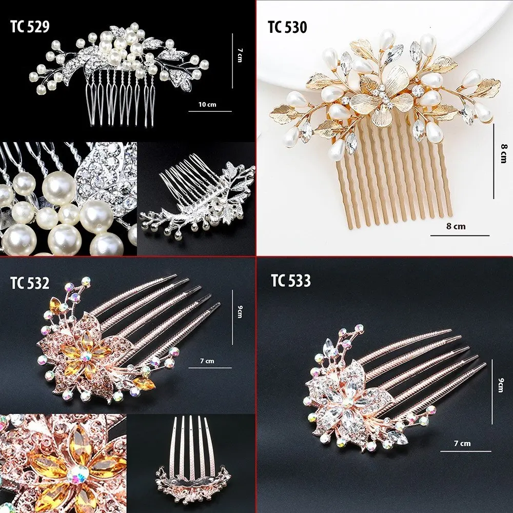 GOTI – Trâm Cài Tóc Kiểu Lược Cài Hình Hoa Vàng-Trắng Đính Đá Và Hạt Sang Trọng Quà Tặng Nữ 20/10 8/3 TC530 TC531