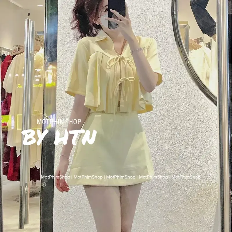 SET đồ nữ hai món áo croptop và chân váy chữ A, SET MOON 3