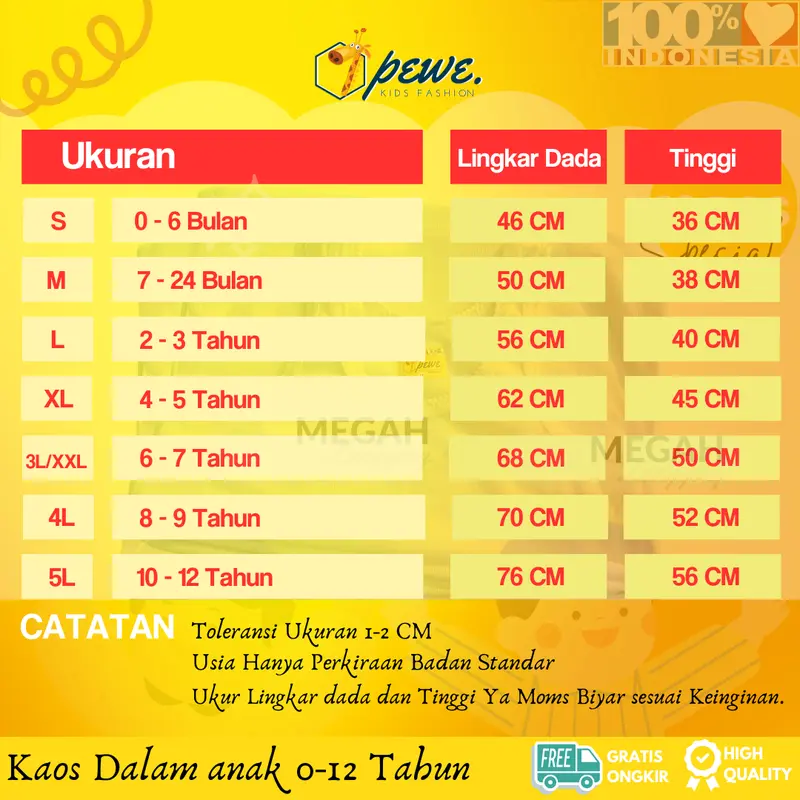 6 pcs Kaos dalam anak laki laki umur 0- 12 tahun- Kaos dalam anak laki laki lusinan – Kaos dalam bayi perempuan – Daleman anak perempuan Fashion cuci kering xl pakaian dalam Katun Newborn 1