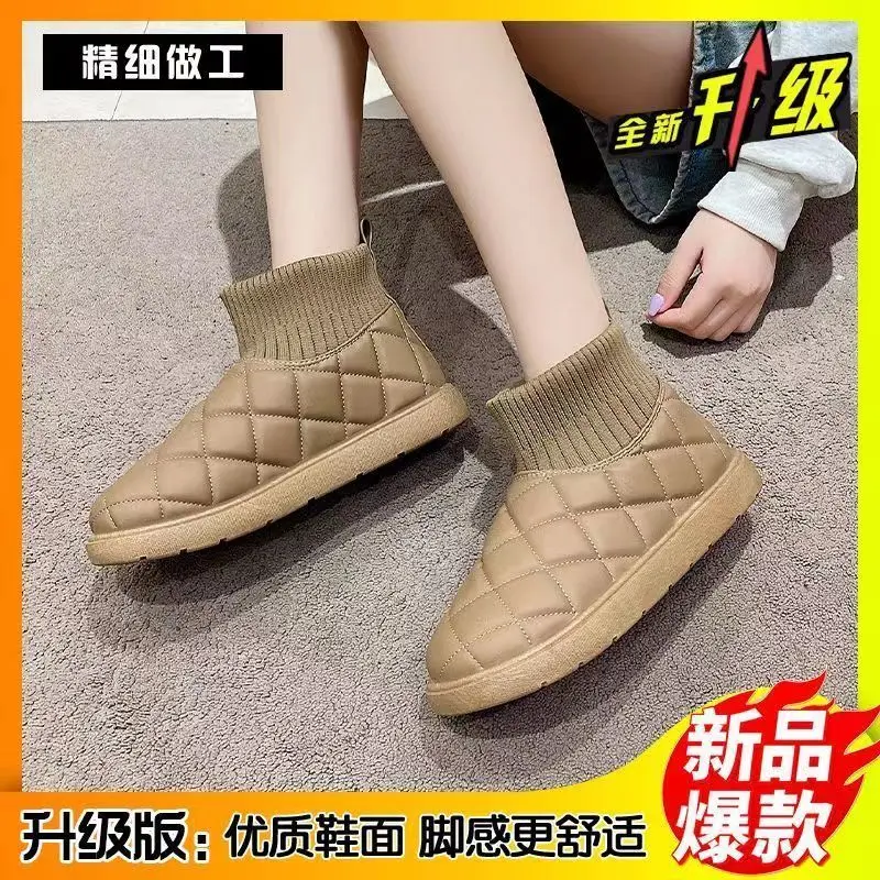 Bốt Đi Tuyết, Thời Trang Nữ, Đế Dày, Lót Lông Cừu Mùa Đông, Giày Đế Dày, Không Thấm Nước, Không Trơn Trượt, Bông Ấm Áp, Hàng Mới Về Năm 2024