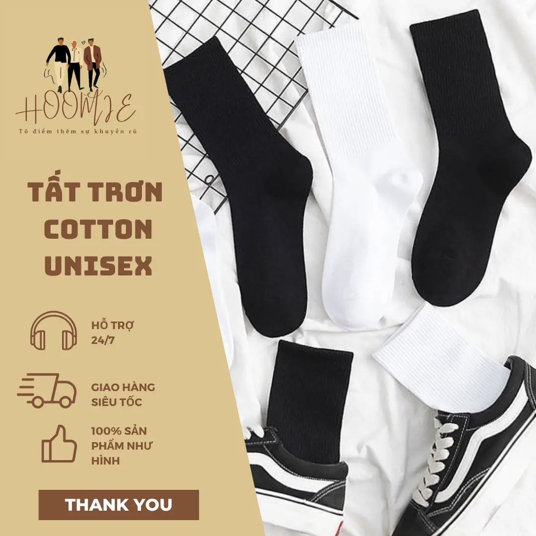 Combo tất trơn Unisex cotton thoáng mát êm ái cân mọi outfit