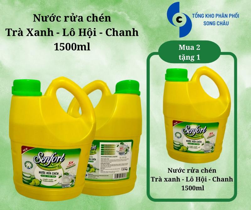COMBO 3 Nước rửa chén SENFORT chiết xuất thảo dược thiên nhiên Làm Sạch Chén Bát Dung tích 1500ml