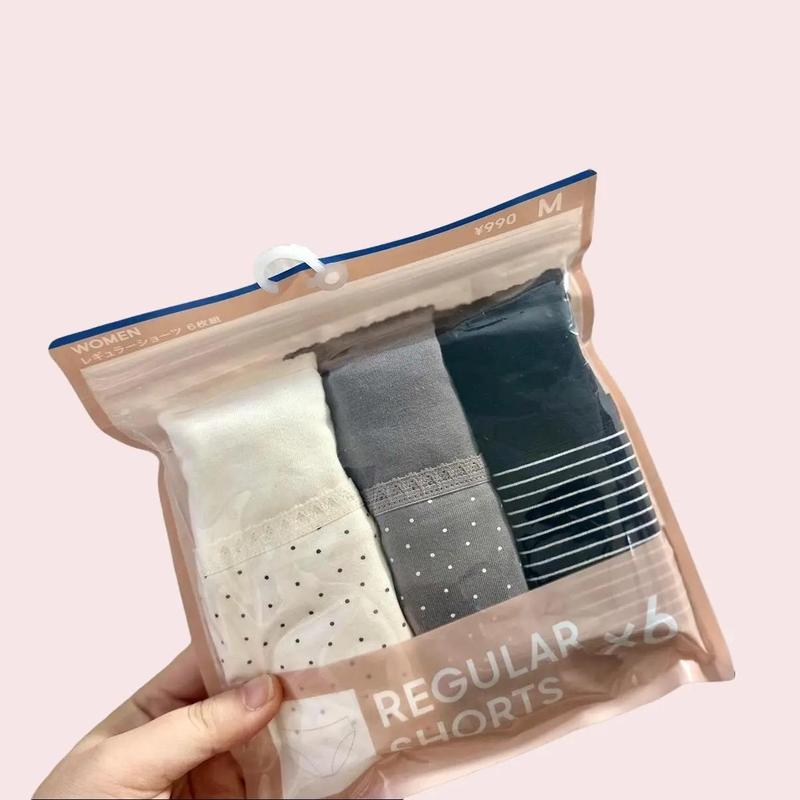   Bản 2025  Set quần lót 6 chiếc  G.U Nữ Women dáng tam giác cạp vừa chất liệu cotton không lộ viền chip 