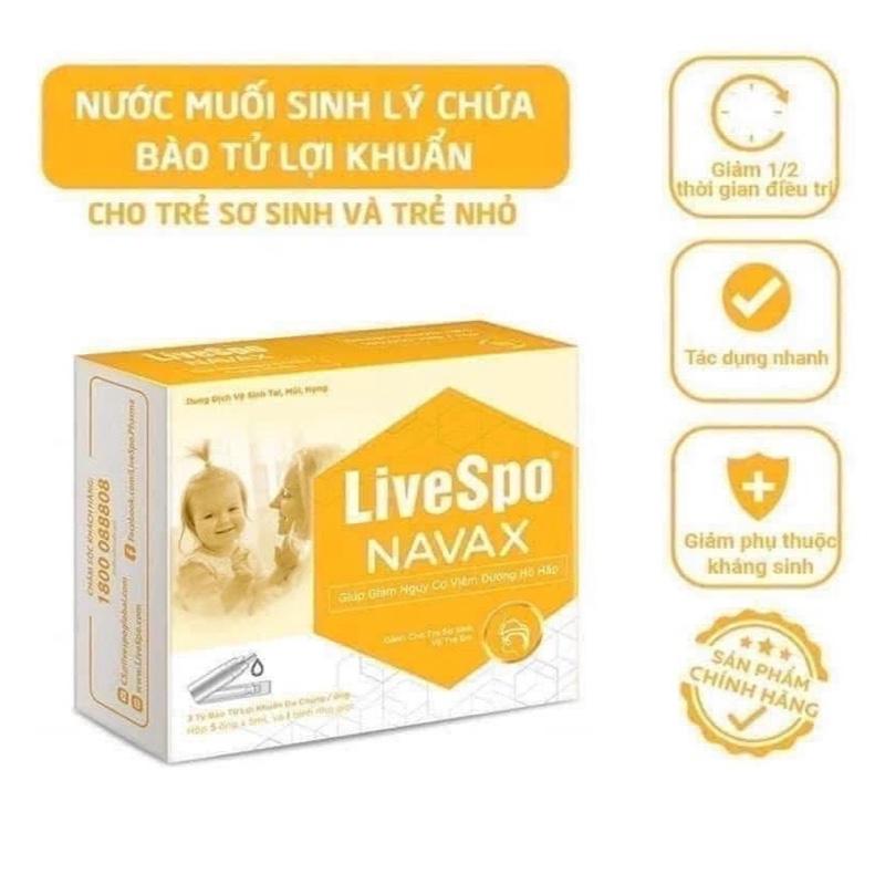 ￼Nhỏ mũi nước muối sinh lý bào tử lợi khuẩn LiveSpo Navax sơ sinh hỗ trợ giảm viêm mũi