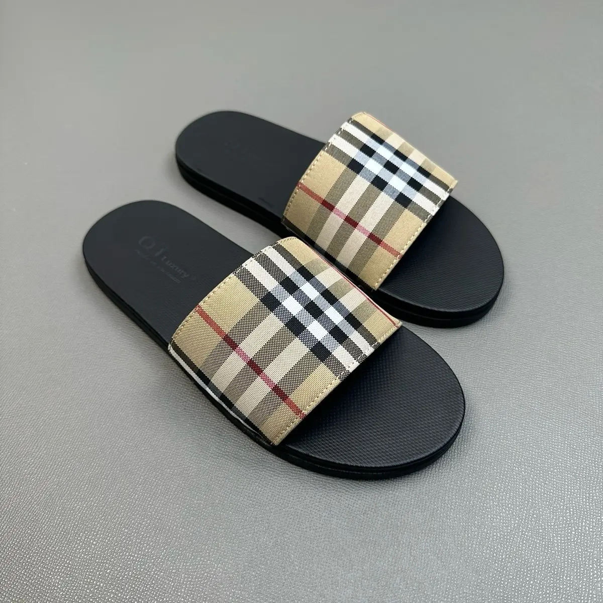 QT 017 quai ngang kẻ cá rô màu vàng đế cao su cao 2cm Có Quai Dép Lê đã khâu quai cho ae bản nâng cấp đế cao su Slipper Nam Đế Bằng DéP
