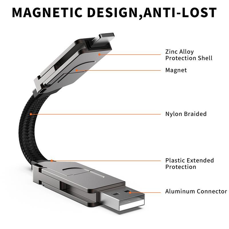 Portable 4 In 1 Type C 60W PD Fast Charging Cable, 1 Count Keychain Charging Cable PD Fast Charging Portable Compatible with TYPE-C60W Apple 27W Data Cable, Charger Connector, USB Cord, Electronic 4