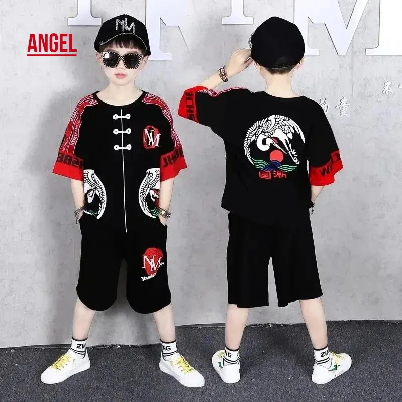 Bộ Đồ Bé Trai Cotton Nguyên Chất AG SHOP, ngắn Tay, Thời Trang Sành Điệu, Phong Cách Trung Quốc, Trang Phục Biểu Diễn, Phong Cách Trung Quốc, Thích Hợp Cho Mùa Hè, Xu Hướng Trung Quốc, [Angel] ✨ [Hàng Mới Về]