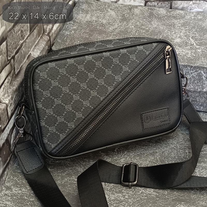 Túi Đeo Chéo LISANGO TDC120.01B, Túi Clutch có dây Đeo Vai chất liệu da PU cao cấp móc tháo rời Bag Nam