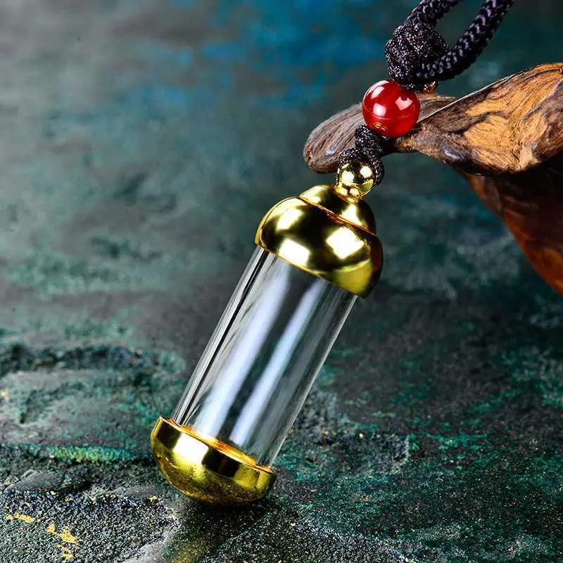 High-Grade Titanium Steel Wukong Kawu Bottle Pendant Can Hold Emergency Pill Little Golden Beans Lucky Ornamental Stone Cinnabar Exquisite Small Bottle