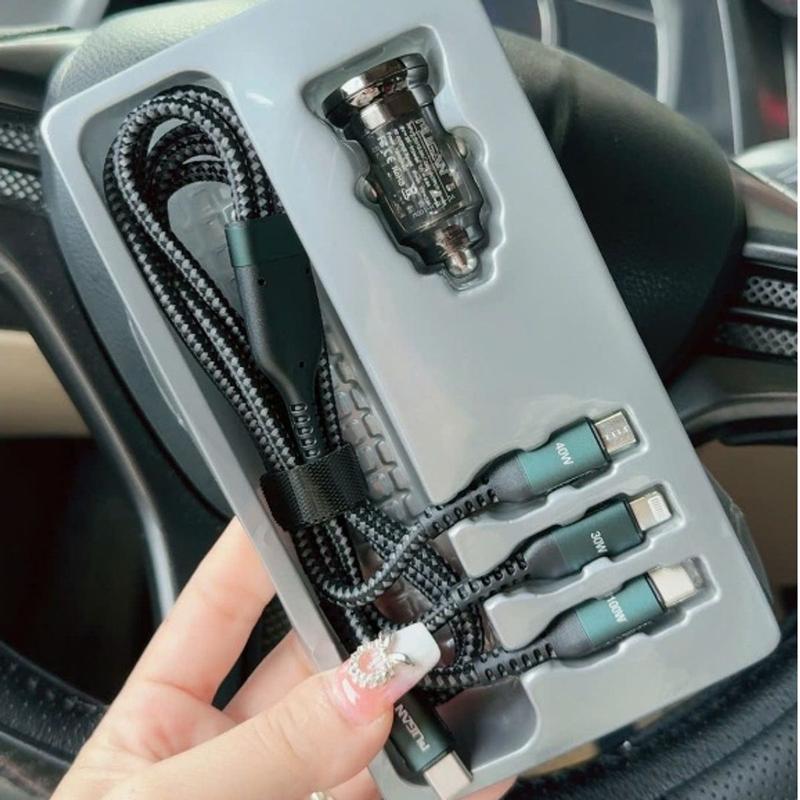 Tẩu Sạc Nhanh Ô Tô PUGAN 130w (QC5.0 + PD36W) Sạc Siêu Nhanh Cắm Tẩu Âm Nguồn 2 Cổng USB và TYPE C Phù Hợp Mọi Dòng Xe 7