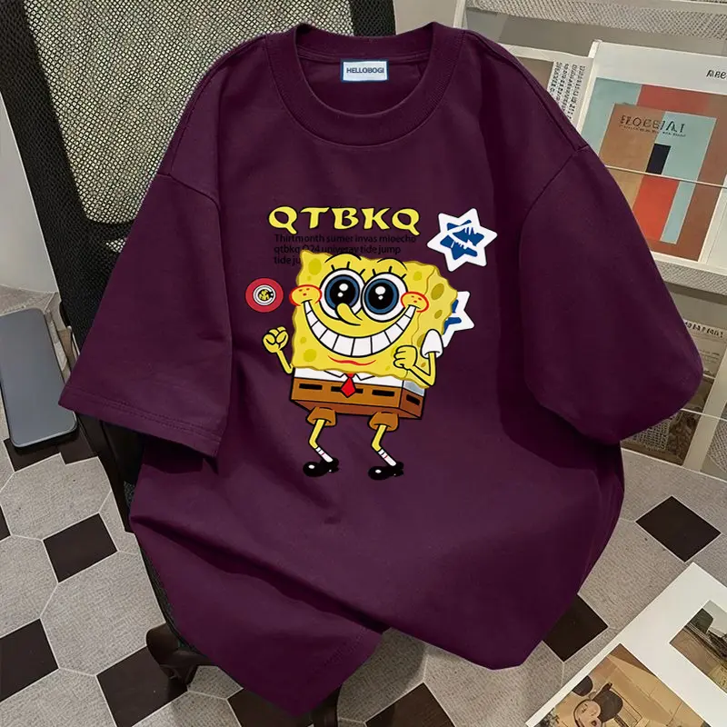 100% cotton personalized street, SpongeBob print oversize top unisex