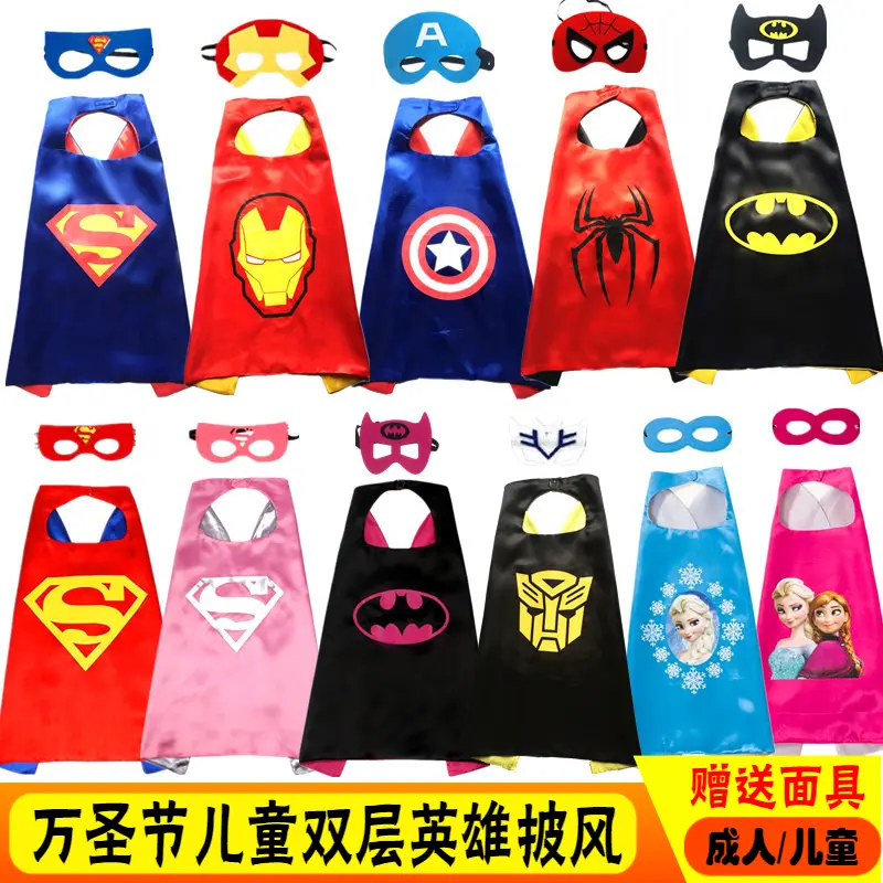 Kostum Halloween, untuk Kanak-kanak dan Dewasa, Menampilkan Superman, Kapten Amerika, Spider-Man, Batman, Jubah Kartun, Kostum