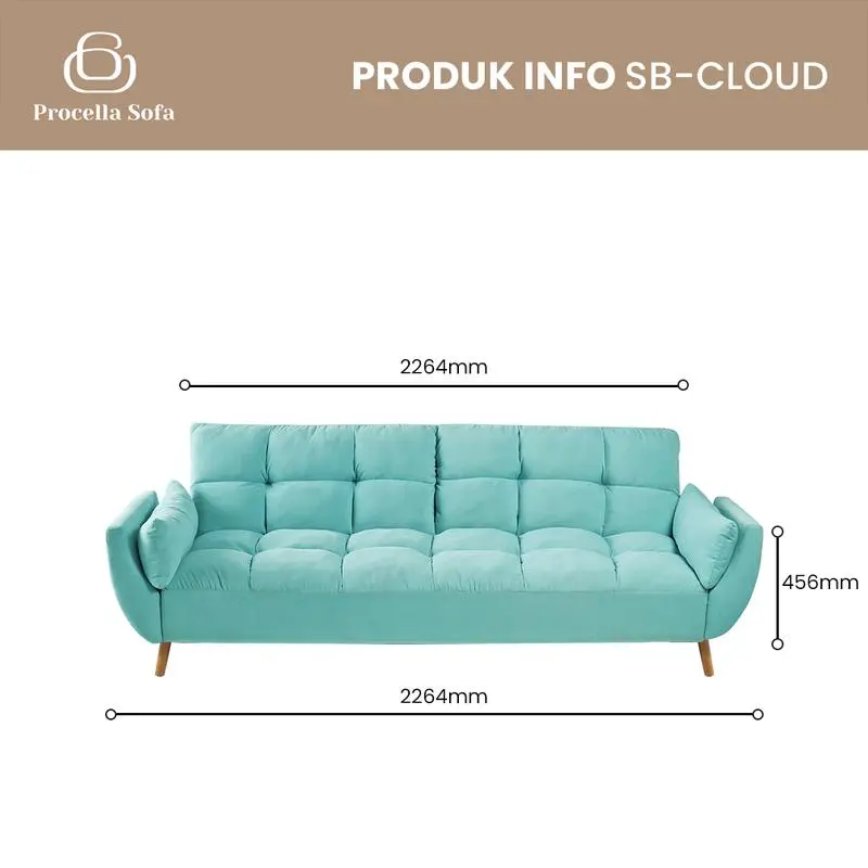 Procella Sofa Bed Cloud / Sofa Tamu / Sofa Bed Minimalis / Sofa Cloud / Kaki Kayu Solid 3