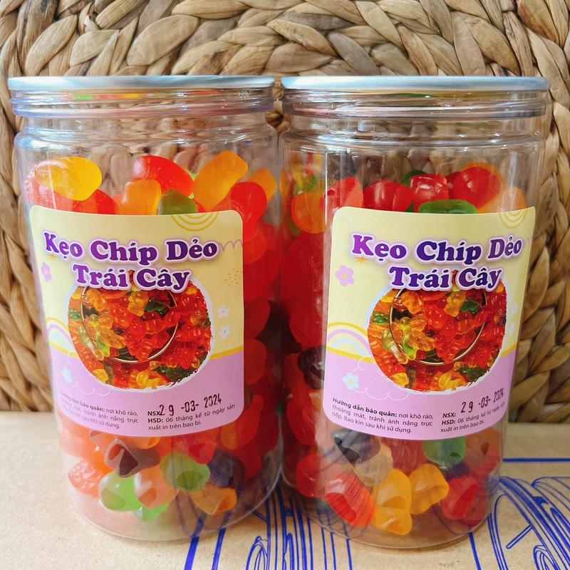 Kẹo chip dẻo trái cây hộp 500gr đồ ăn vặt haovosnack Food Chua kẹo trái cây
