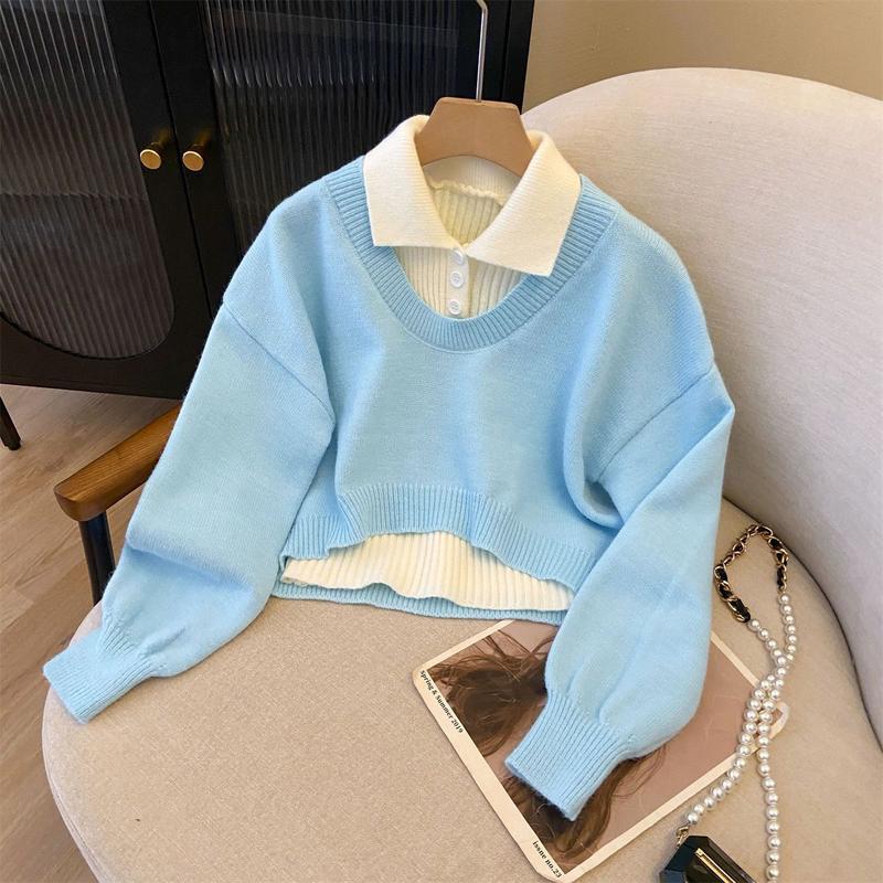 Bộ Đồ Hai Mảnh Lười Biếng, Áo Len Và Áo Polo, Phong Cách Thu Đông, Phong Cách Trẻ Trung 2024, Phong Cách Preppy, Dệt Kim, Thiết Kế Đặc Biệt, Thích Hợp Cho Nữ 2