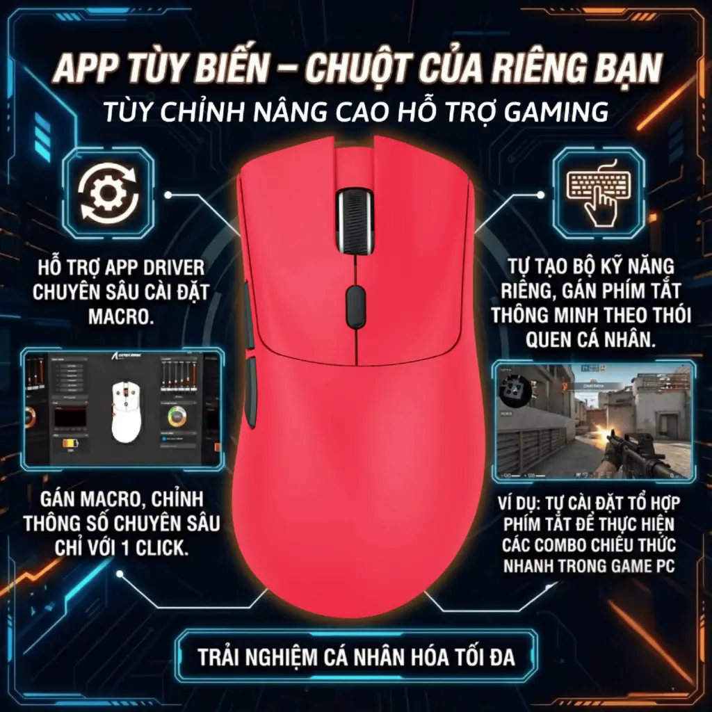 Chuột Gaming Không Dây Attack Shark R1 Siêu Nhanh, Nhẹ Paw3311 Cực Mạnh 3 Mode Bluetooth/2.4G/Type-C | BigBuy360 - bigbuy360.vn
