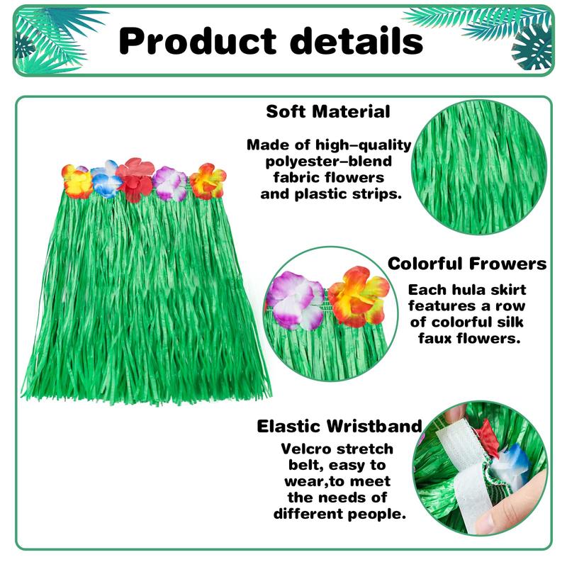 Colorful Hawaiian Grass Skirt Decoration, Tropical Beach Party Supplies, Party Decoration Supplies for Birthday & Holiday, Gifts 2
