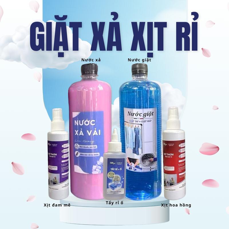Combo giặt, xả, xịt thơm, tẩy rỉ tiệm giặt ủi