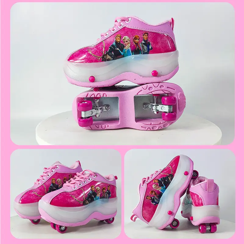 Sepatu Roda Anak Karakter Frozen Pink 0