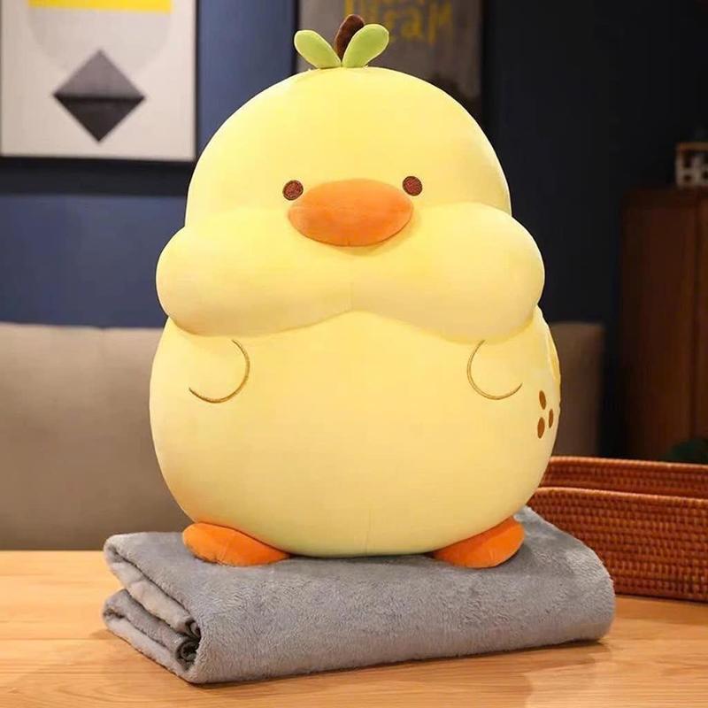 Bộ chăn gối Gà con, Cá heo, Mèo béo, Khủng long, Gấu, Heo, Thỏ, Vịt Ú Gấu bông ANVIHOME Bộ chăn gối văn phòng Ú chất miniso lông mịn