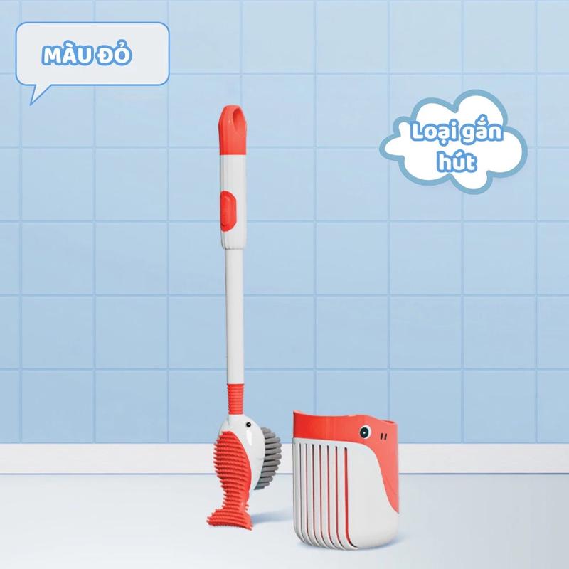 Bộ Cọ Nhà Vệ Sinh Con Cá Voi Silicon Phun Cọ Bồn Cầu 2 Tính Năng Có Rãnh Thoát Nước Cao Cấp Toilet